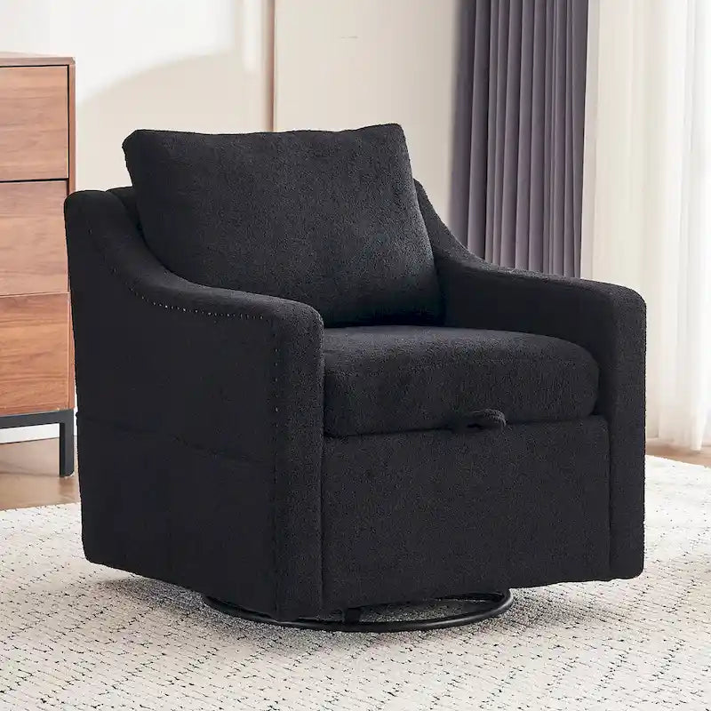 Modern 360 Swivel Linen Accent Chair with Rivet Detailing
