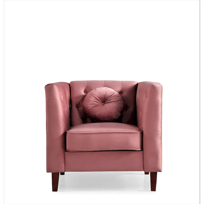 Poltrona classica in velluto con gambe in legno