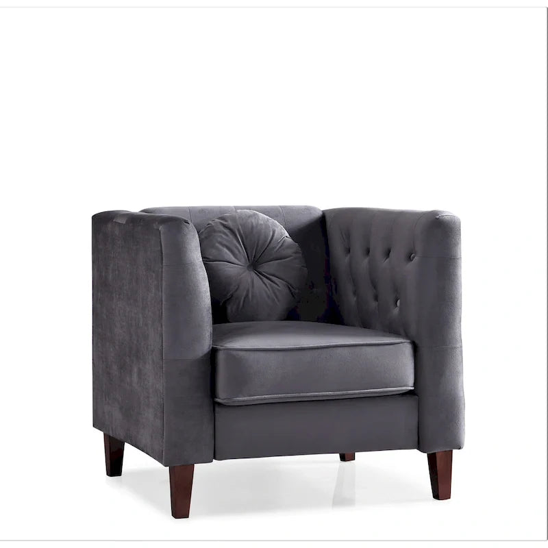 Poltrona classica in velluto con gambe in legno