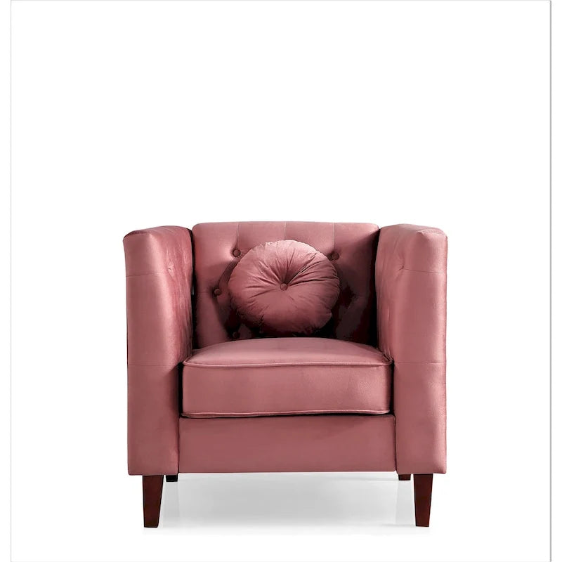 Poltrona classica in velluto con gambe in legno