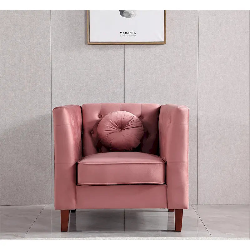 Poltrona classica in velluto con gambe in legno