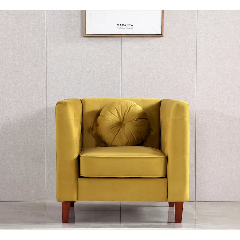 Poltrona classica in velluto con gambe in legno