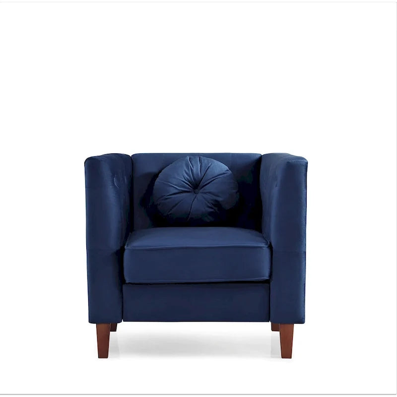Poltrona classica in velluto con gambe in legno
