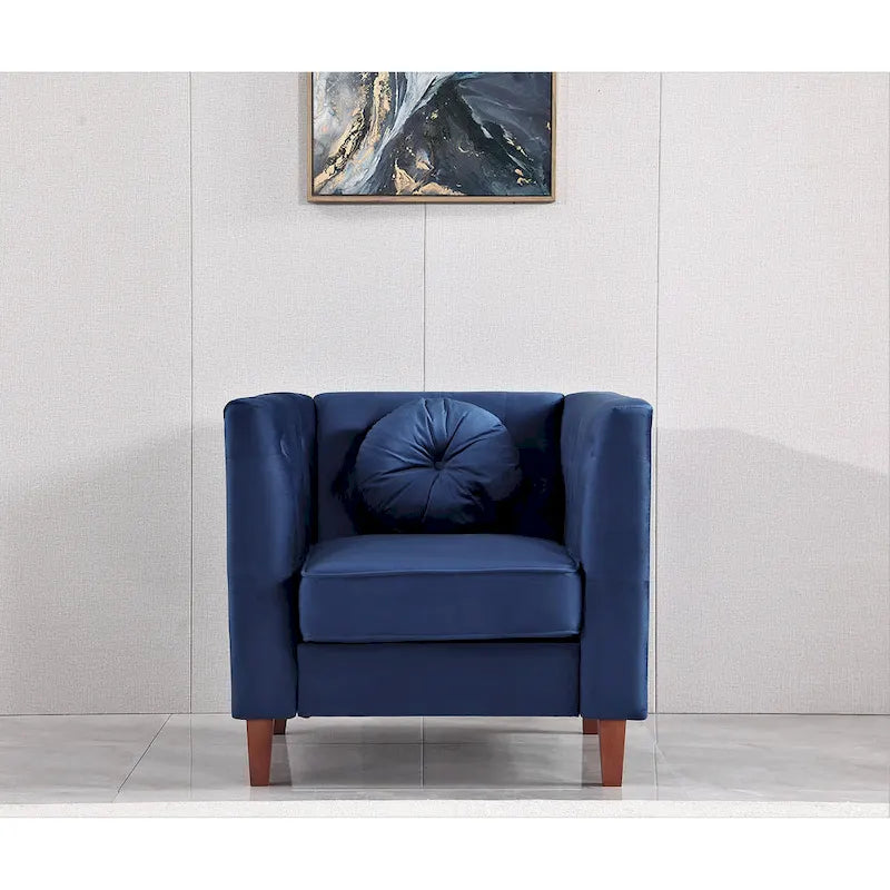 Poltrona classica in velluto con gambe in legno