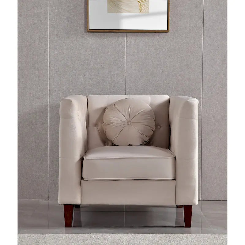 Poltrona classica in velluto con gambe in legno