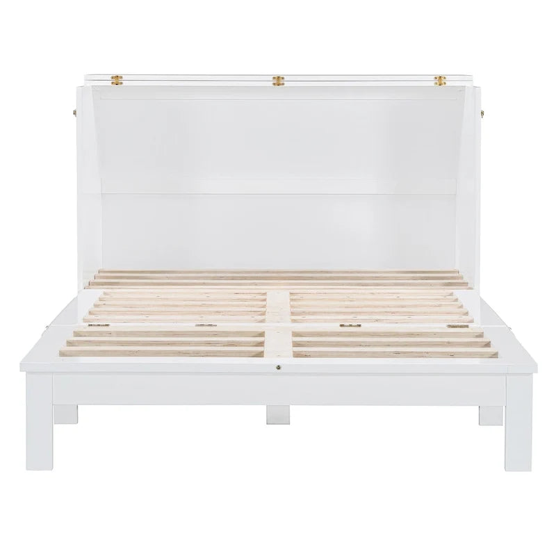 Full/Queen Size Murphy Bed Wall Bed with a Large Storage Drawer, Space Saving Murphy Cabinet Bed w/ a set of Sockets & USB Ports