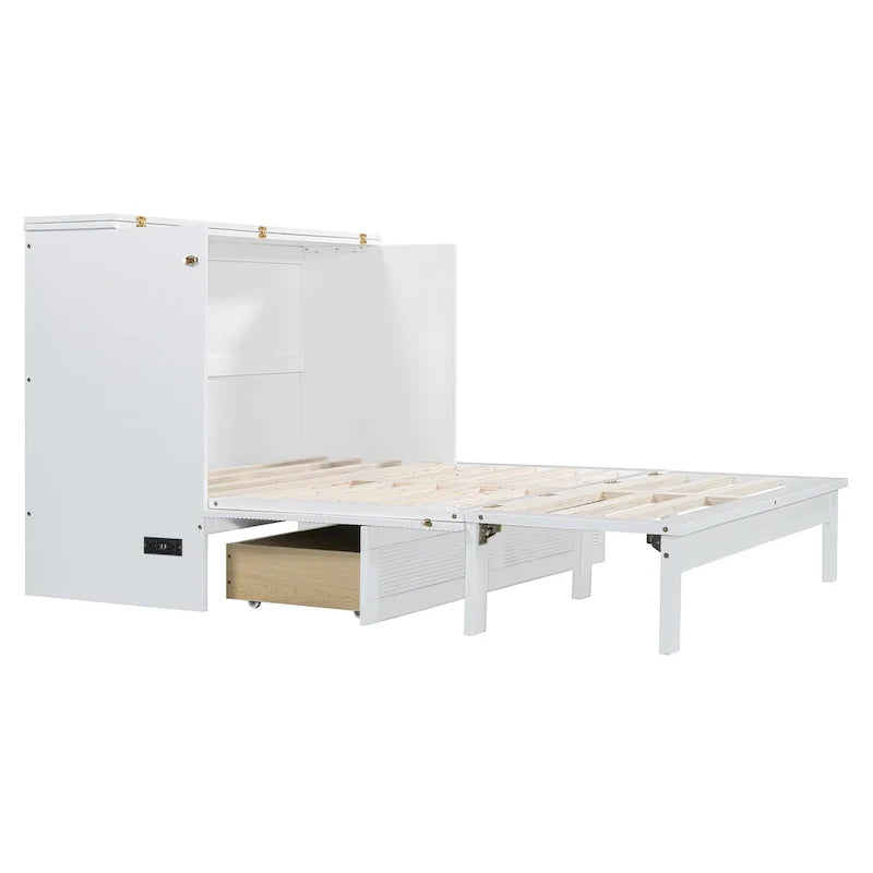 Letto a scomparsa a parete matrimoniale/queen size con ampio cassetto contenitore