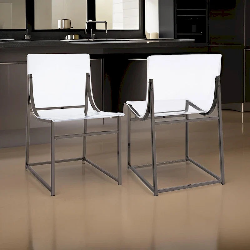 Dino Dining Chair Set of 2, Clear Acrylic Seat, Back, Black Nickel, 18 Inch
