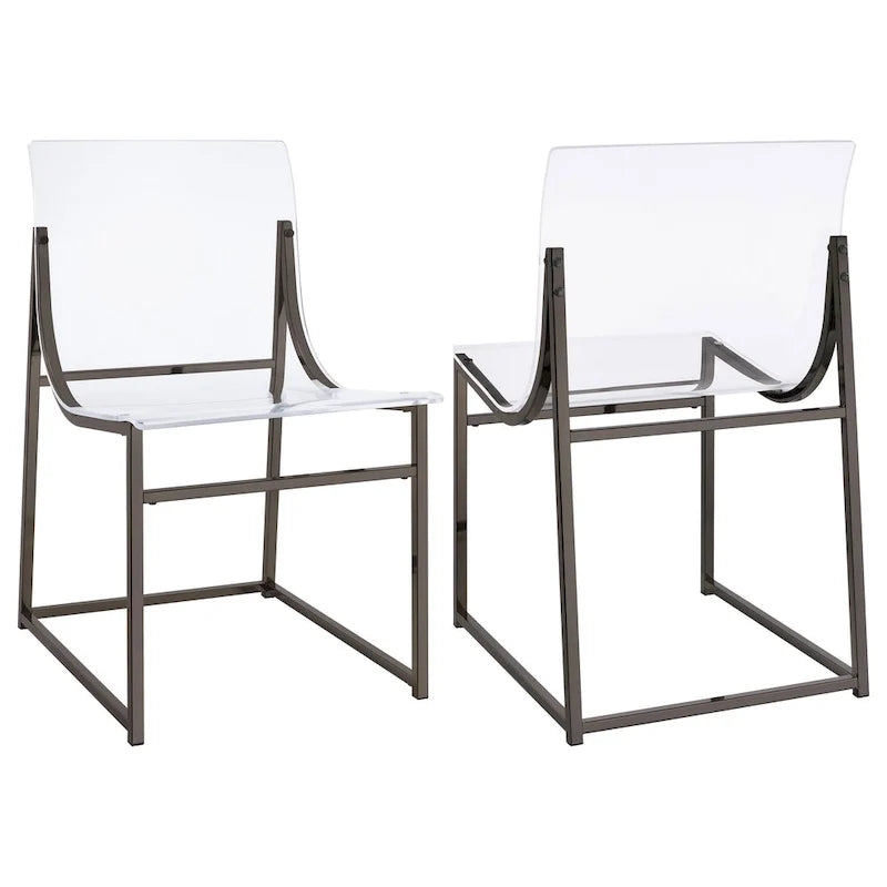 Dining Chair, Clear Acrylic Seat, Back, Black Nickel, 18 Inch