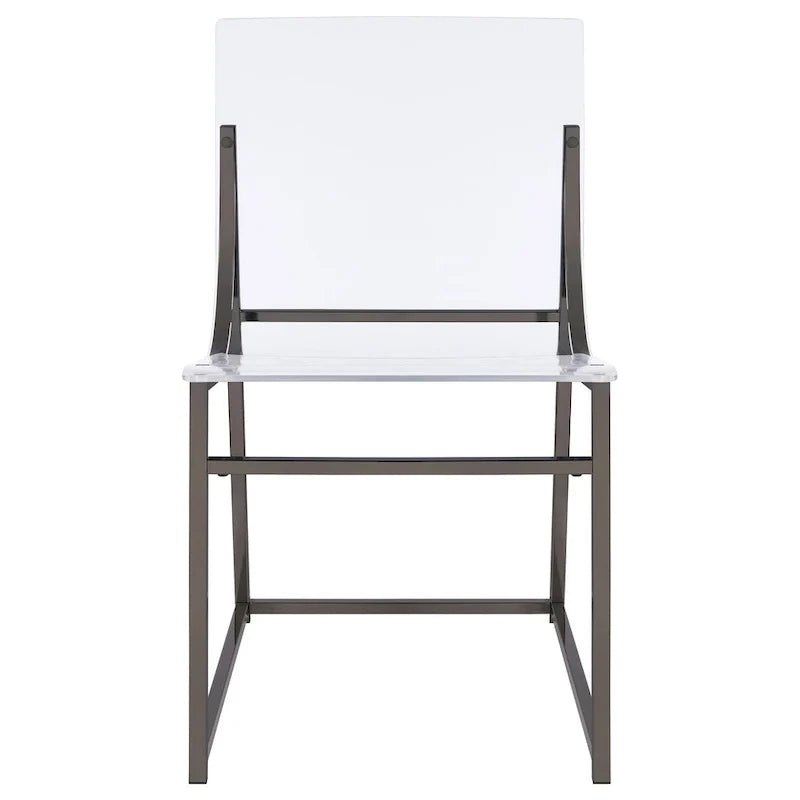 Dining Chair, Clear Acrylic Seat, Back, Black Nickel, 18 Inch