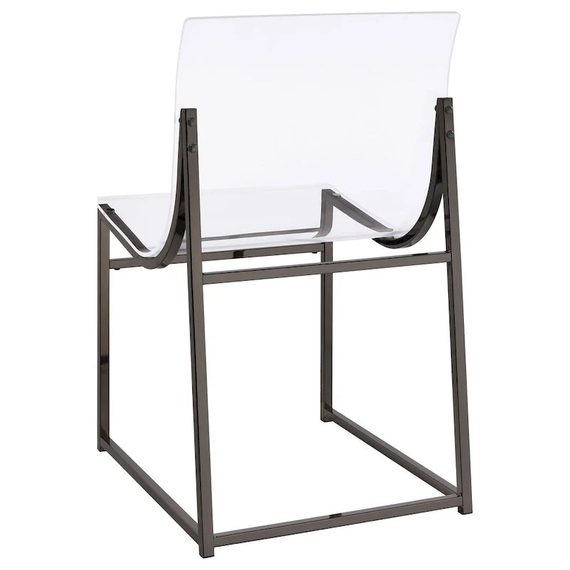 Dining Chair, Clear Acrylic Seat, Back, Black Nickel, 18 Inch