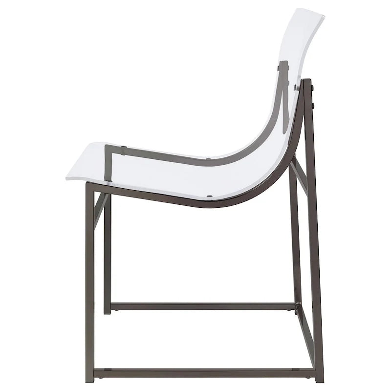Dining Chair, Clear Acrylic Seat, Back, Black Nickel, 18 Inch