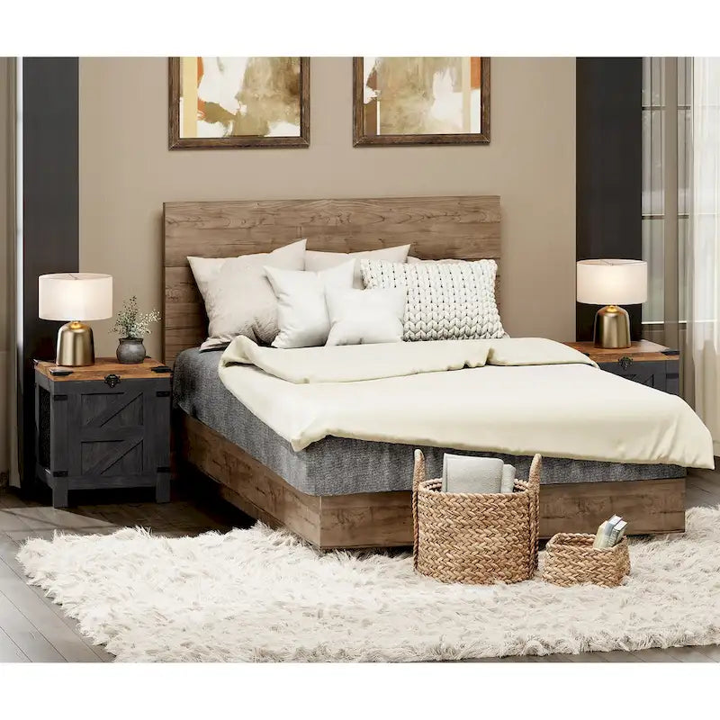 Lift Top End Table, Nightstand with Rustic Lock