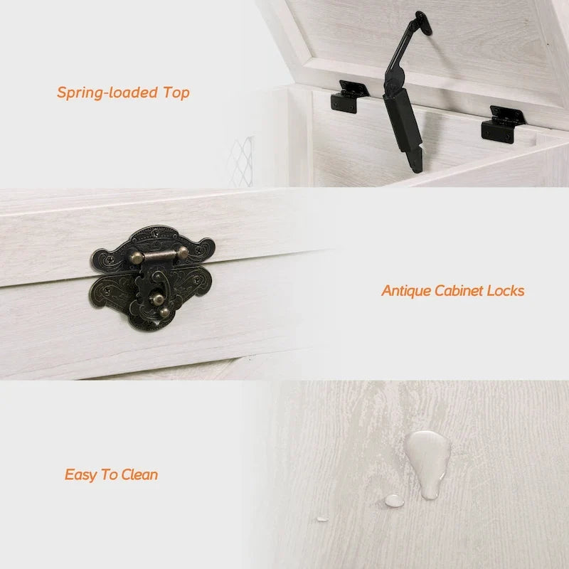 Lift Top End Table, Nightstand with Rustic Lock