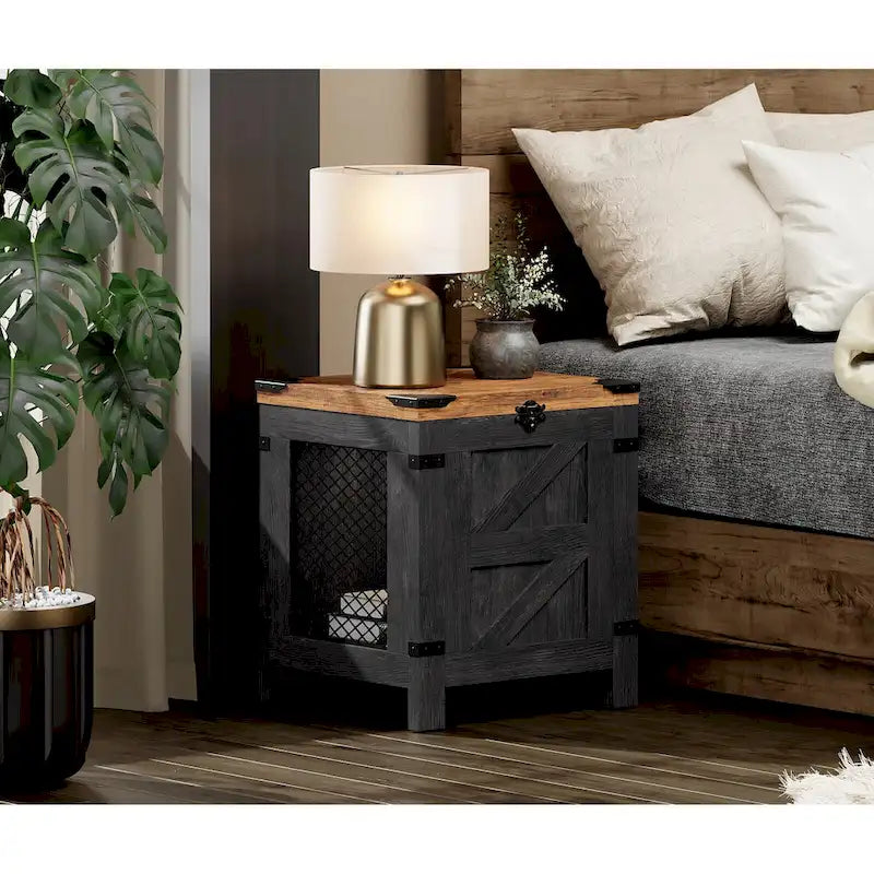 Lift Top End Table, Nightstand with Rustic Lock