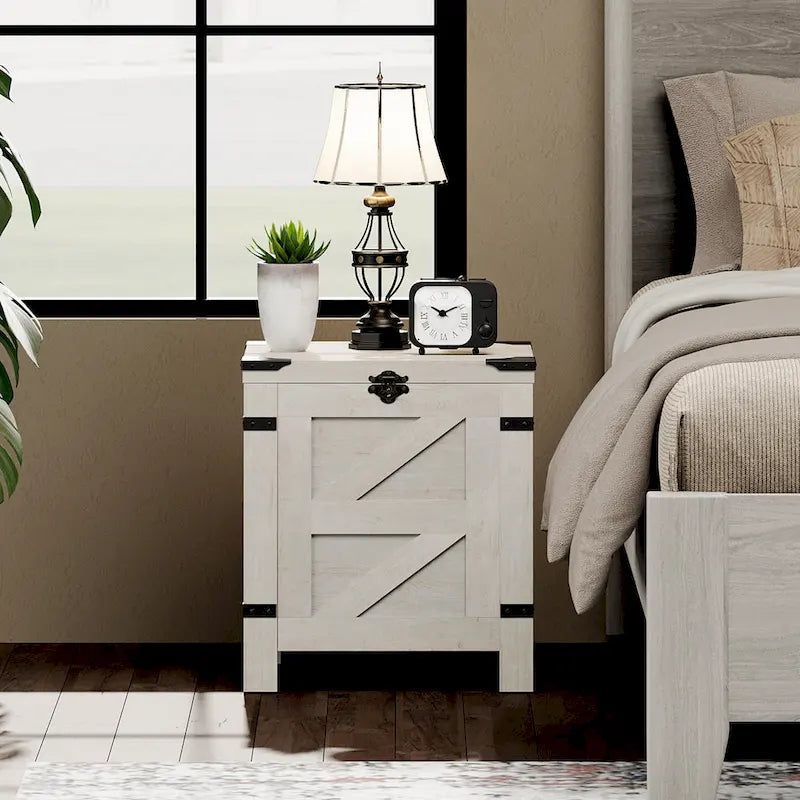 Lift Top End Table, Nightstand with Rustic Lock