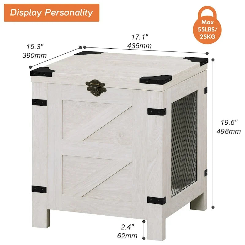 Lift Top End Table, Nightstand with Rustic Lock