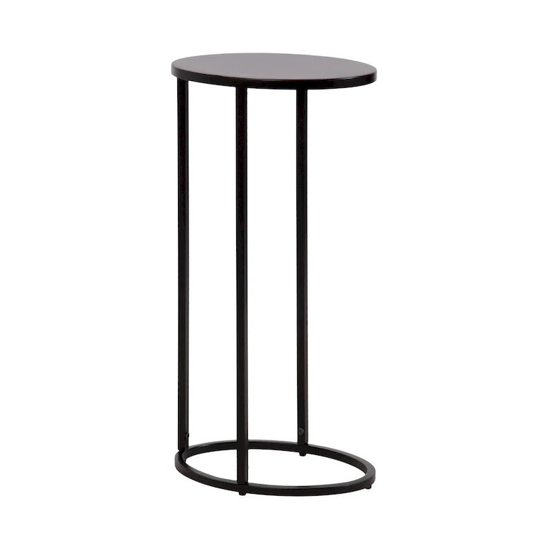 Minimalist Black C Shape Round Side Table Metal Sofa Accent Table
