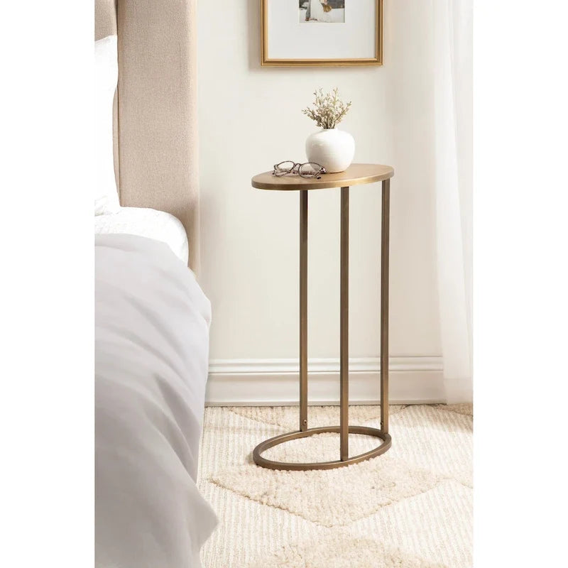 Minimalist Black C Shape Round Side Table Metal Sofa Accent Table