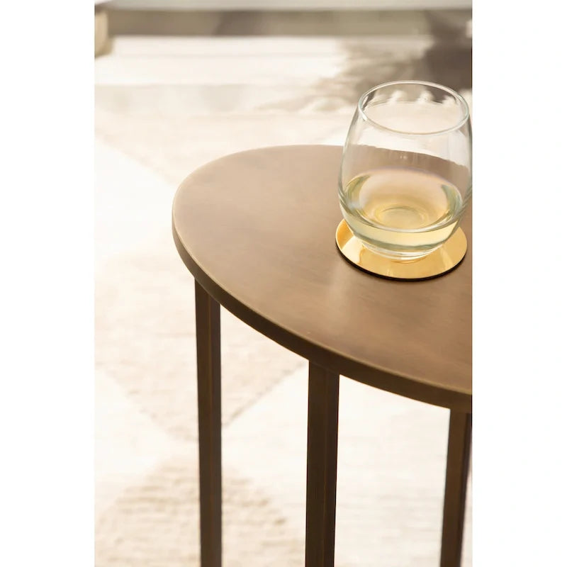 Minimalist Black C Shape Round Side Table Metal Sofa Accent Table