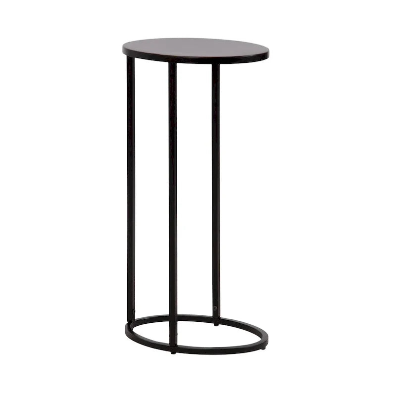Minimalist Black C Shape Round Side Table Metal Sofa Accent Table