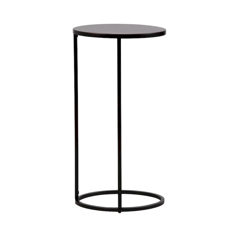 Minimalist Black C Shape Round Side Table Metal Sofa Accent Table