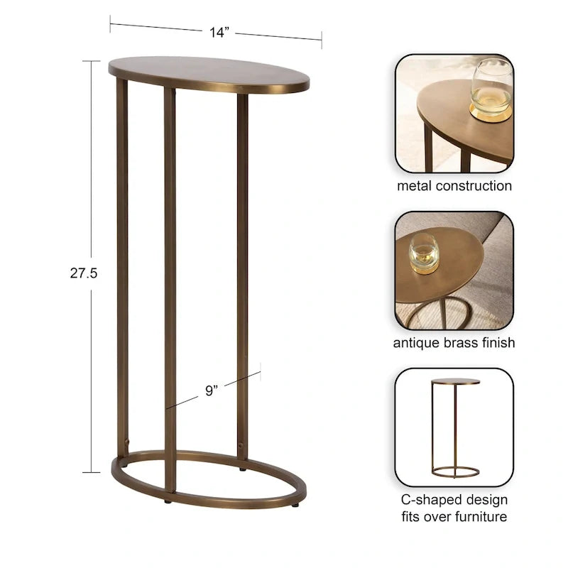 Minimalist Black C Shape Round Side Table Metal Sofa Accent Table