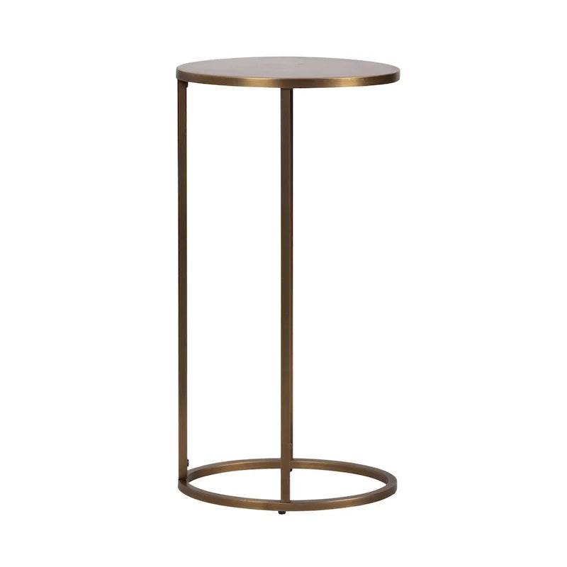 Minimalist Black C Shape Round Side Table Metal Sofa Accent Table