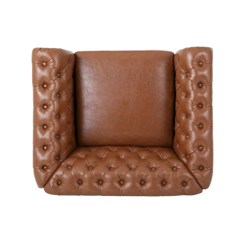 Chesterfield Faux Leather Recliner Chair Tufted Nailhead Single Sofa