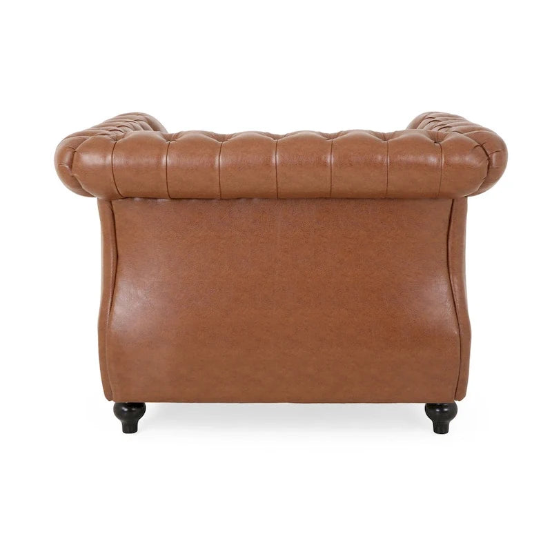 Chesterfield Faux Leather Recliner Chair Tufted Nailhead Single Sofa