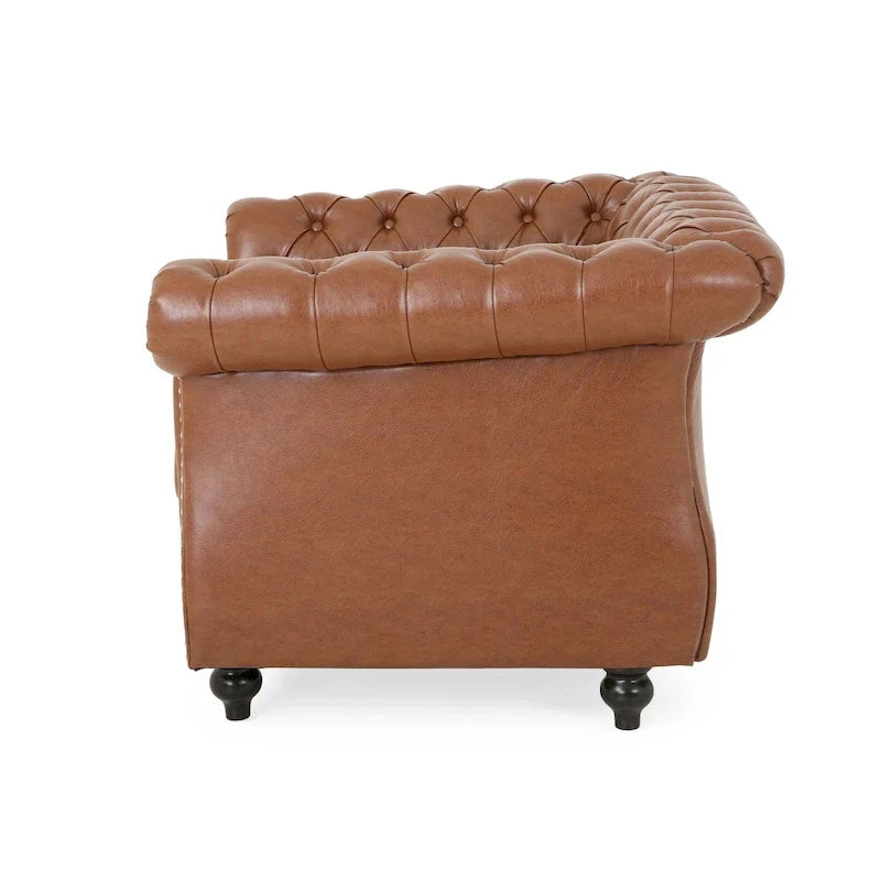 Chesterfield Faux Leather Recliner Chair Tufted Nailhead Single Sofa