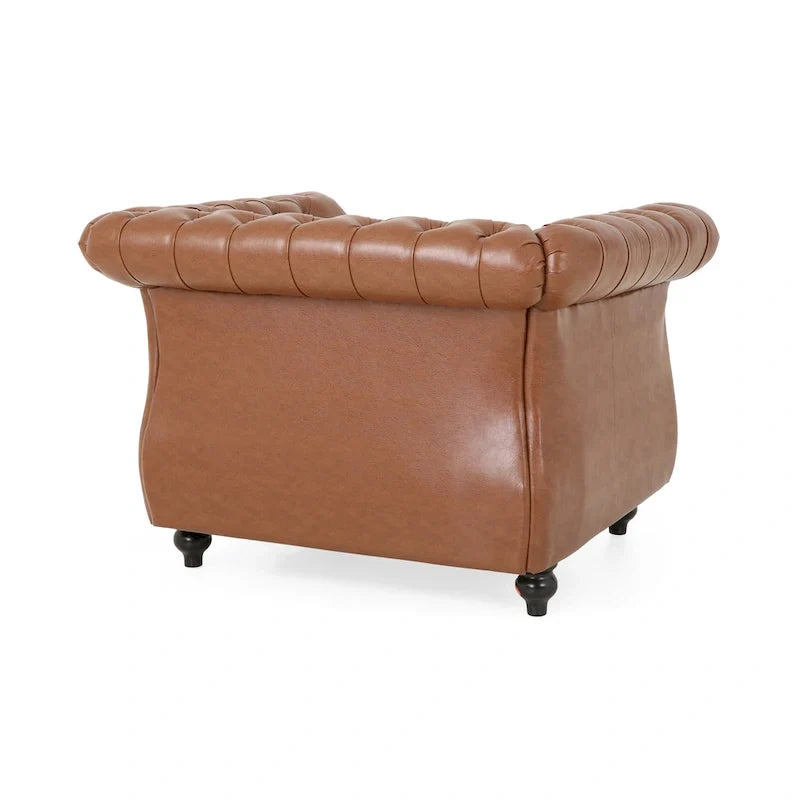 Chesterfield Faux Leather Recliner Chair Tufted Nailhead Single Sofa
