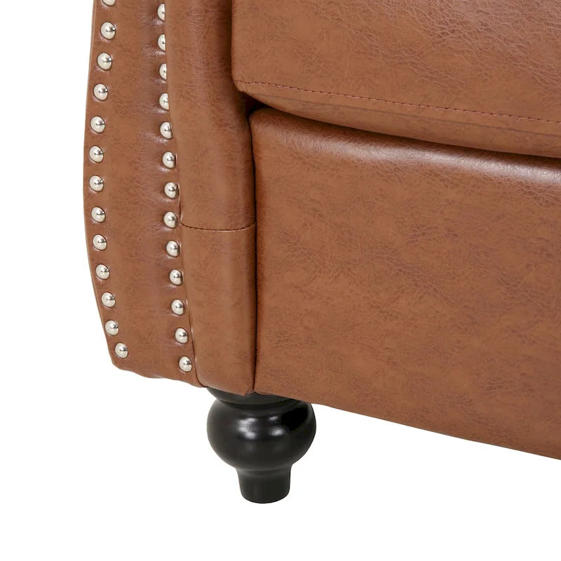 Chesterfield Faux Leather Recliner Chair Tufted Nailhead Single Sofa
