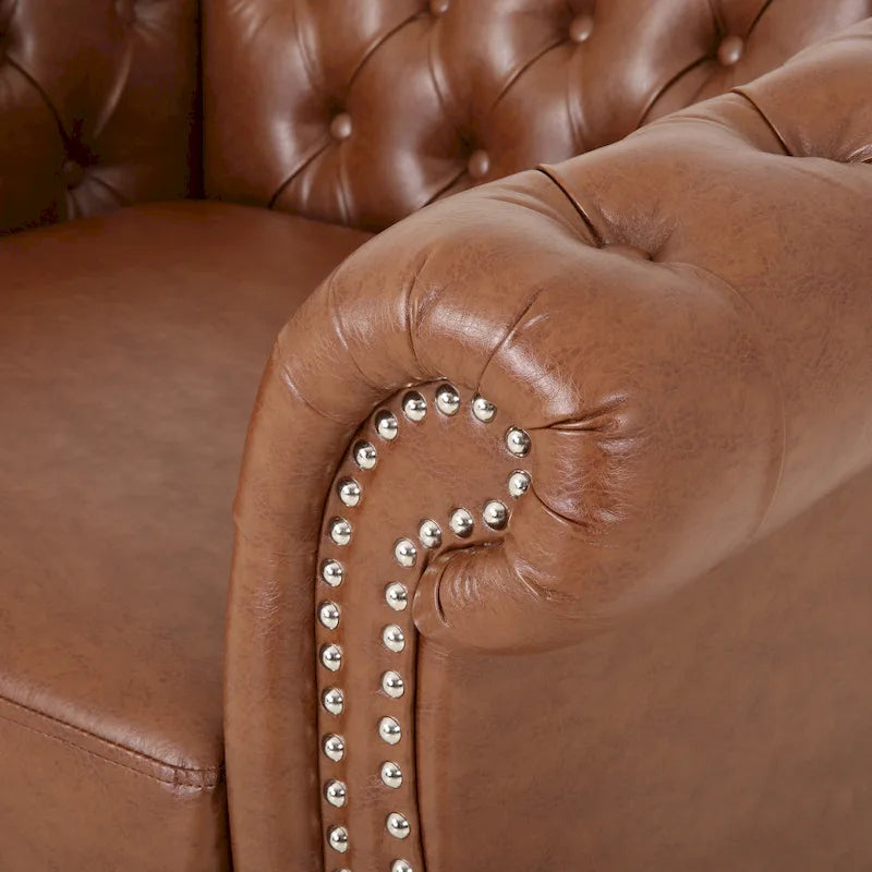 Chesterfield Faux Leather Recliner Chair Tufted Nailhead Single Sofa