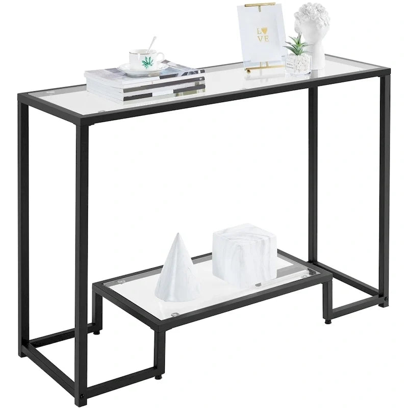 Yaheetech Modern Tempered Glass Console Table Entryway Porch