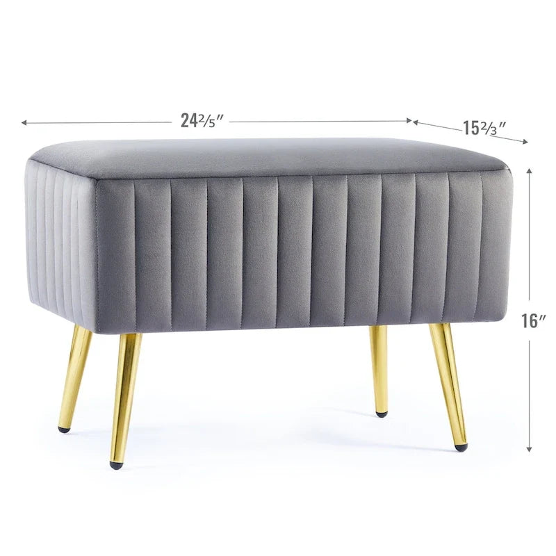 Modern Upholstered Entryway Bench with Velvet Seat