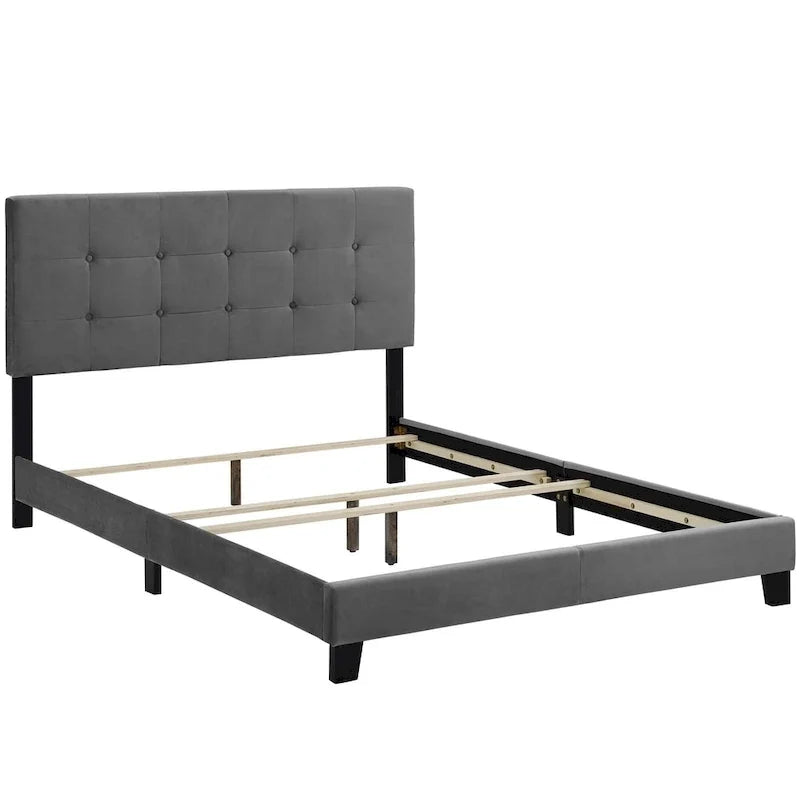 Letto queen size imbottito in velluto