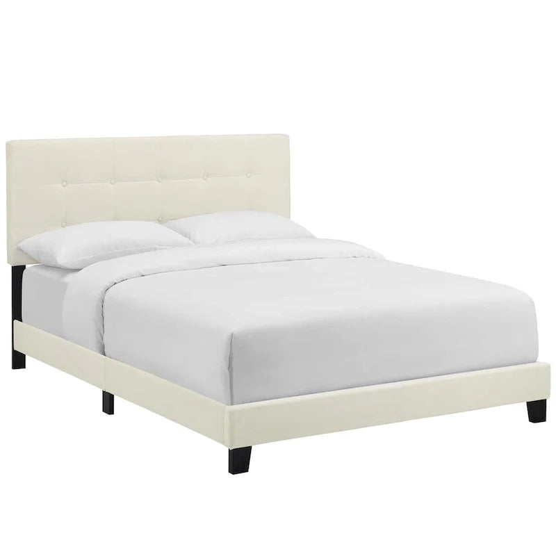Letto queen size imbottito in velluto