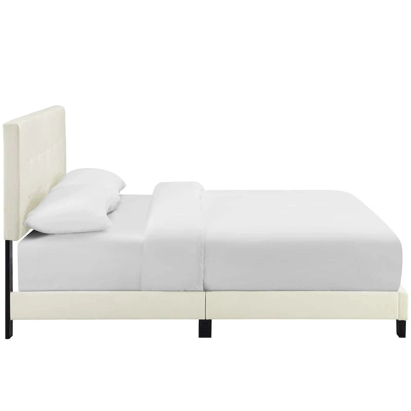 Letto queen size imbottito in velluto