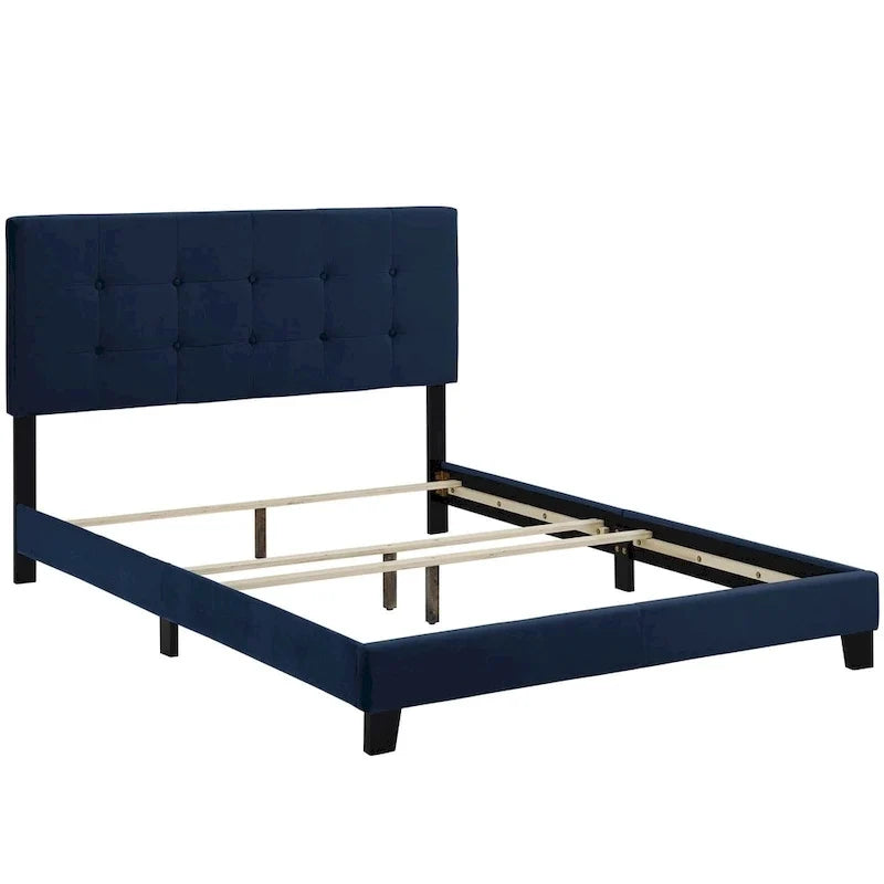 Letto queen size imbottito in velluto