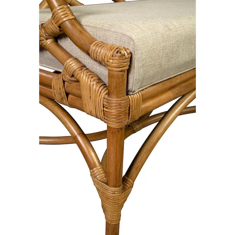 Rattan 2-Seater Bench with Cushion Woven Cane Settee Sofa