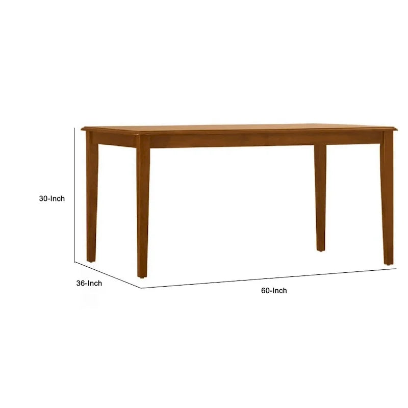 Rectangular Dining Table, Tapered Legs, Rich Walnut Brown